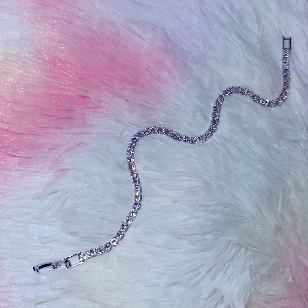 Simulated Diamond Tennis Bracelet in Silvertone